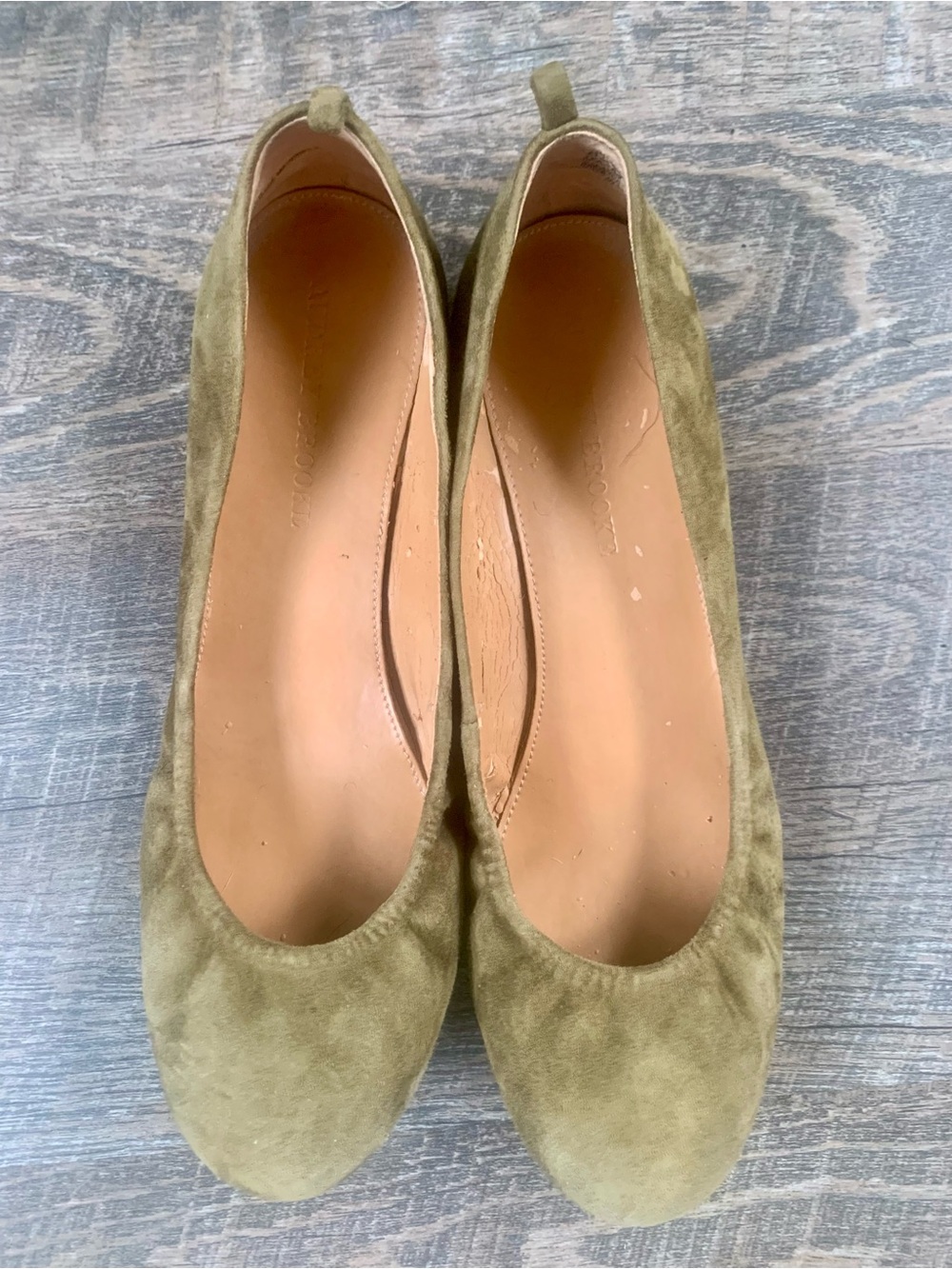 Olive Suede Ballet Flats Balletcore Fall - Women's Slip-On Flats